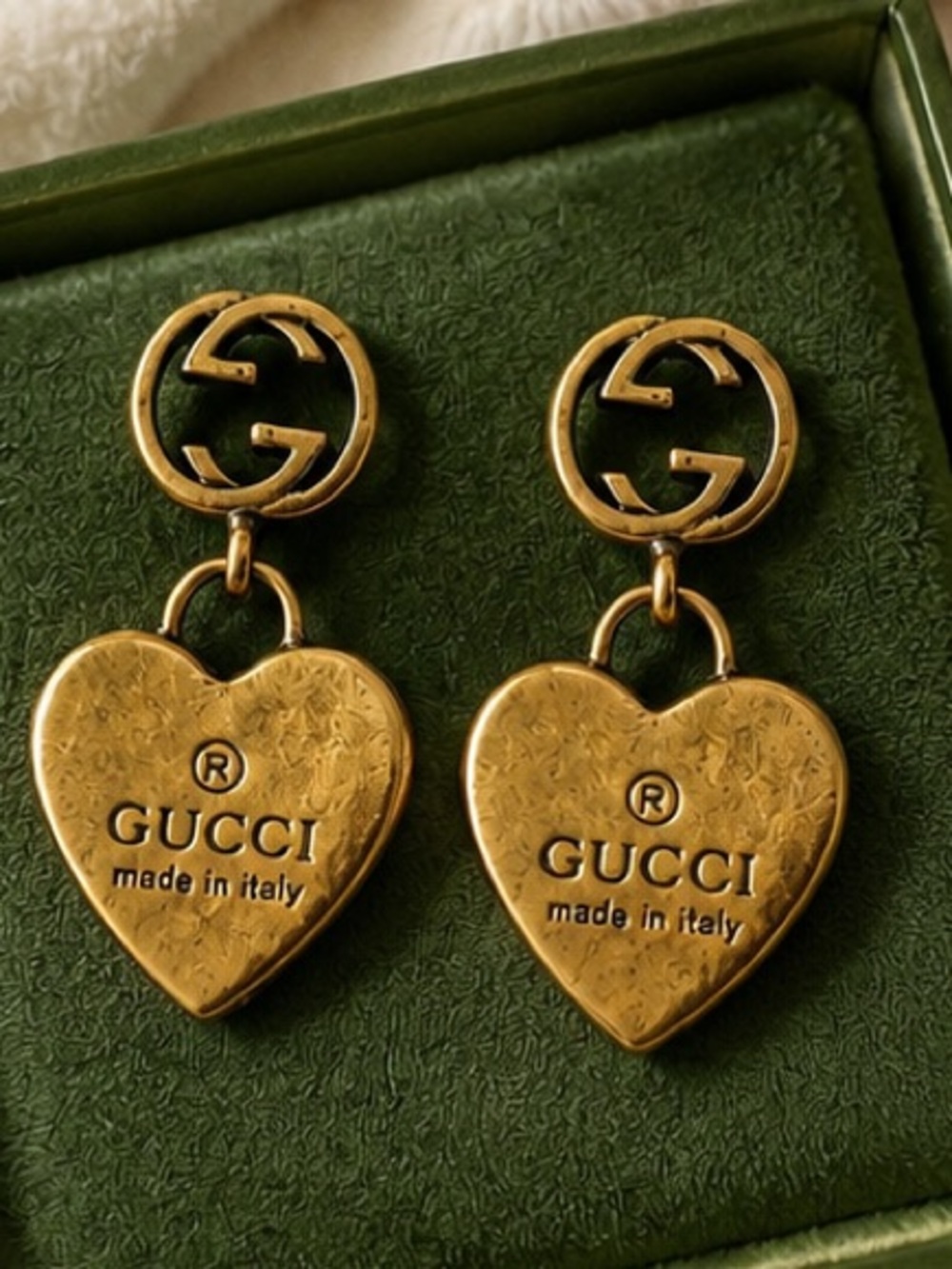 Designer Inspired Vintage Gold Heart Drop Earrings